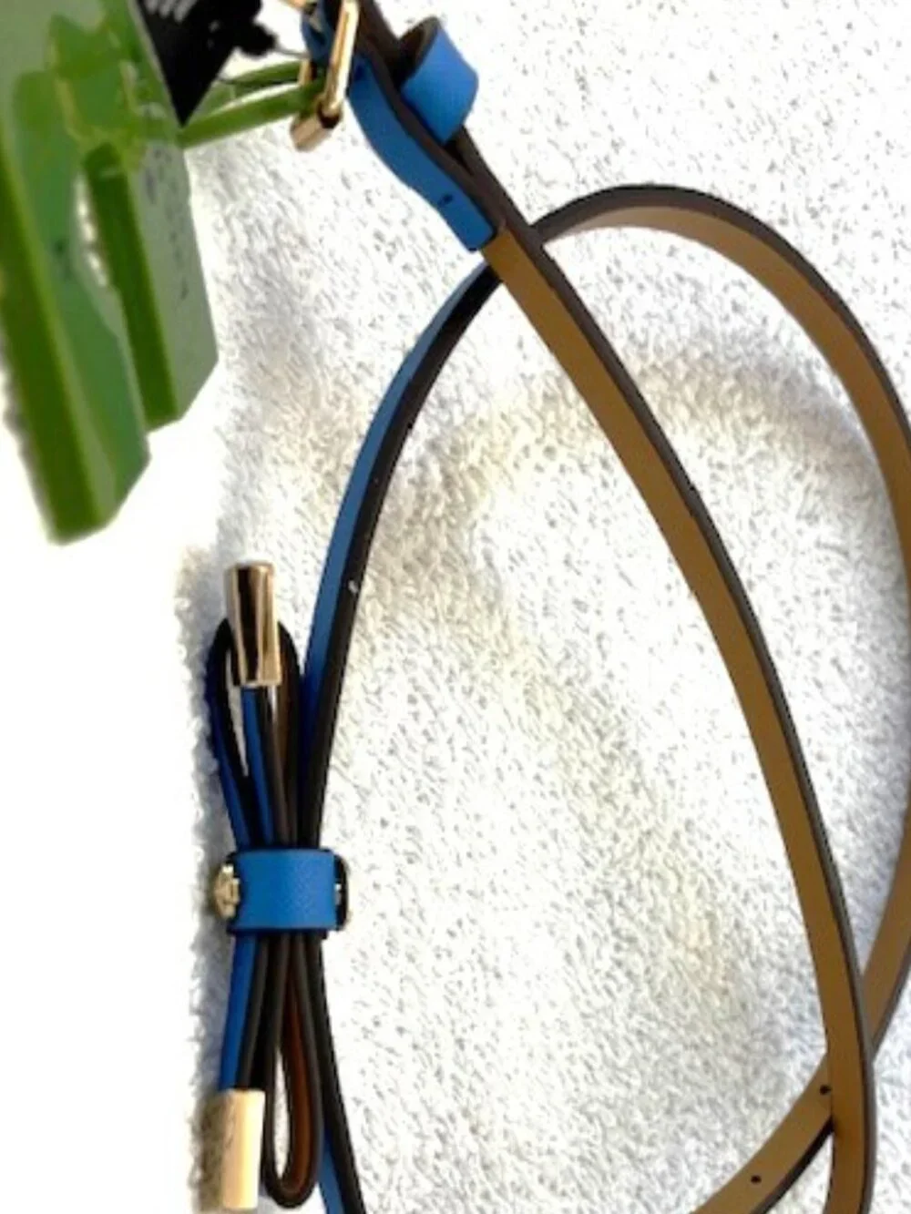 kate spade new york vibrant blue leather bow skinny belt NWT Size M